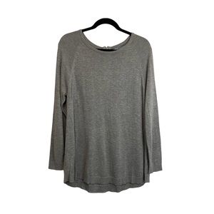 Joan Vass Sweater 1/4 Zip Back Long Sleeve Gray Pullover Womens Size M